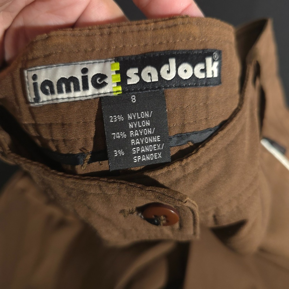 JAMIE SADOCK Cropped Capri Athletic Shorts Pants Womens Sz 8 Brown Khaki Nylon - Picture 9 of 13